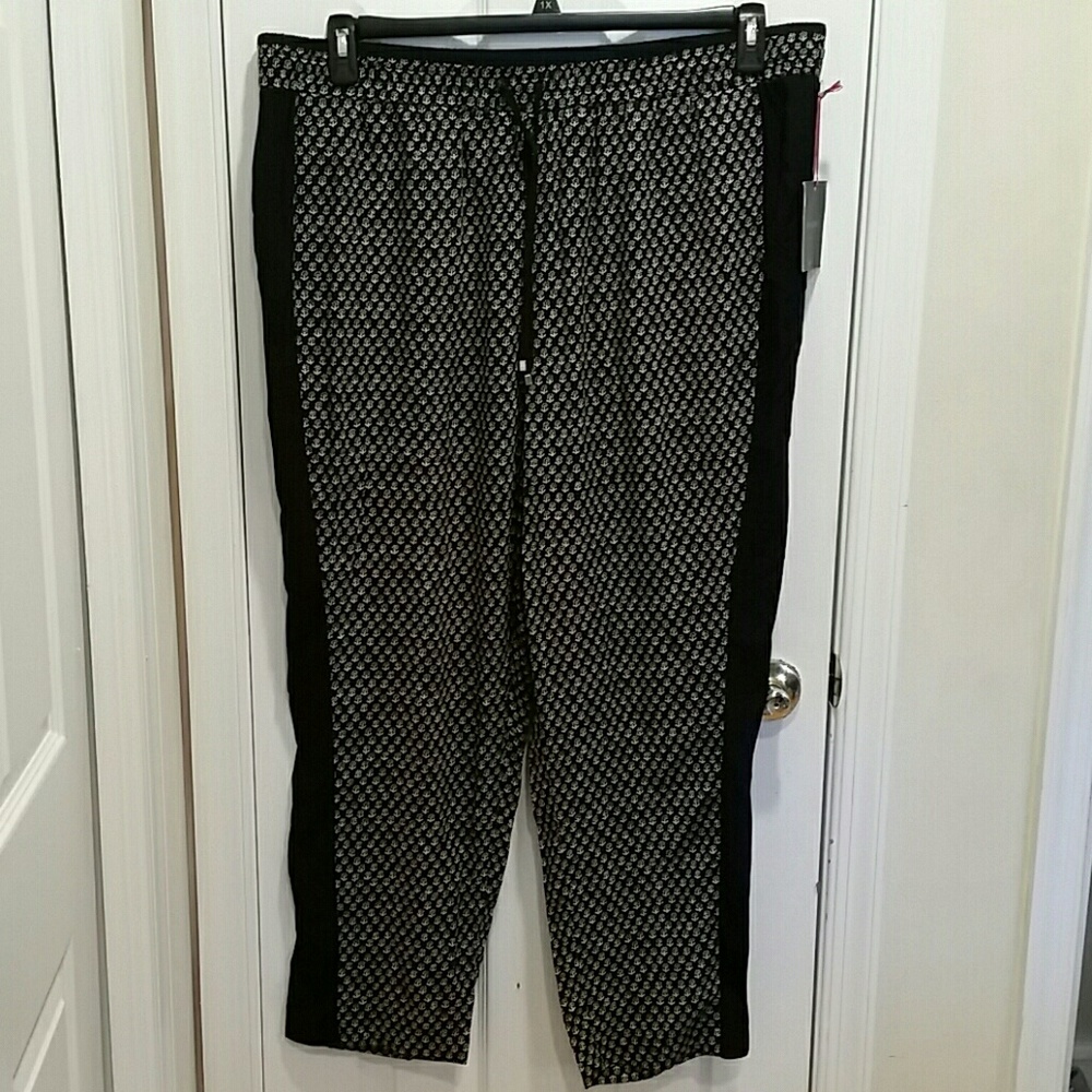NWTS Cynthia Rowley Tuxedo Navy Stripe Minimalist Cream Floral Print Track Pants